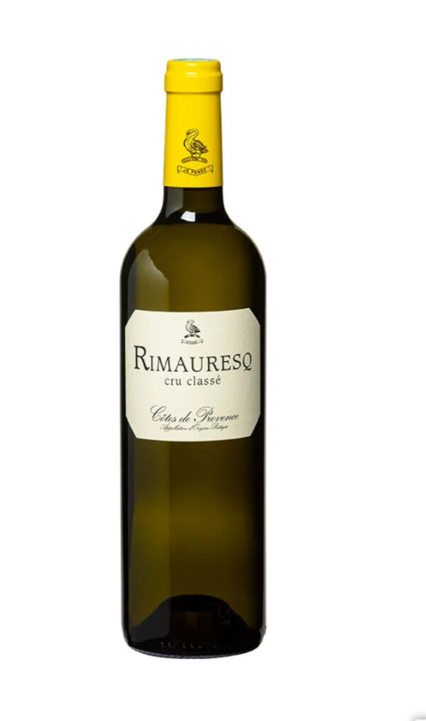 Représentation d’une bouteille de vin de Provence Rimauresq Blanc.