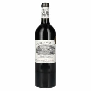 Représentation d’une bouteille de vin rouge issue de la production du Château Pierrail.