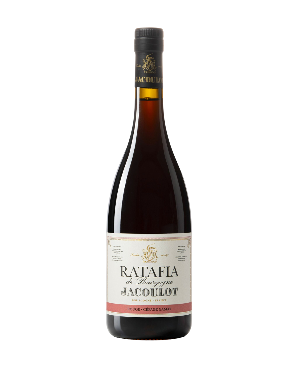 Image représentant une bouteille de Ratafia rouge élaboré par la Maison Jacoulot.