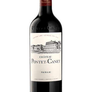 Représentation d’une bouteille de vin rouge de Bordeaux du Château Pontet-Canet.