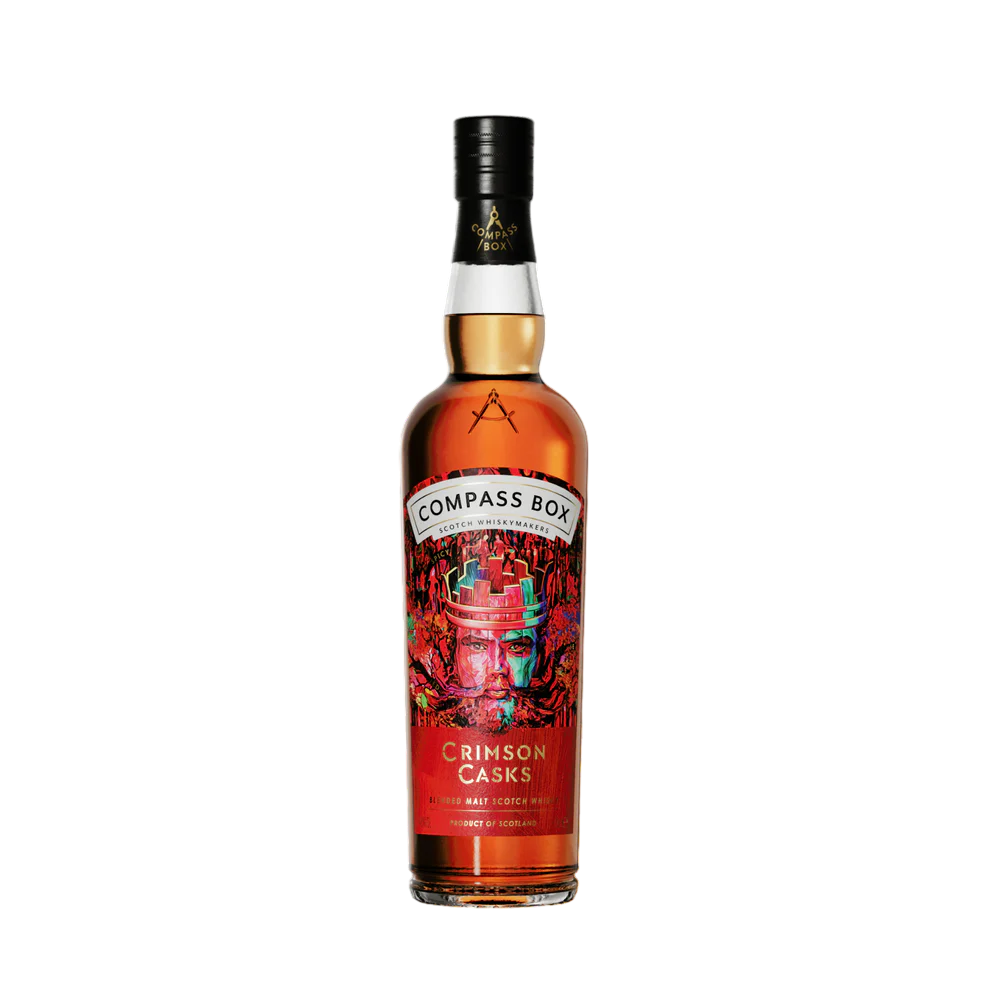 Représentation photographique d'une bouteille de whisky écossais Crimson Casks.